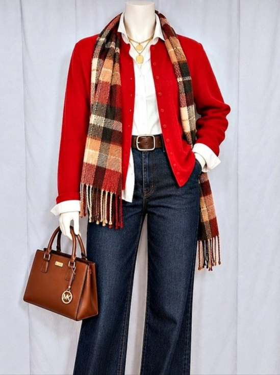 Lauren Hansen Sweaters - Lauren Hansen Red 100% Wool Cardigan Jacket M Cottagecorei
